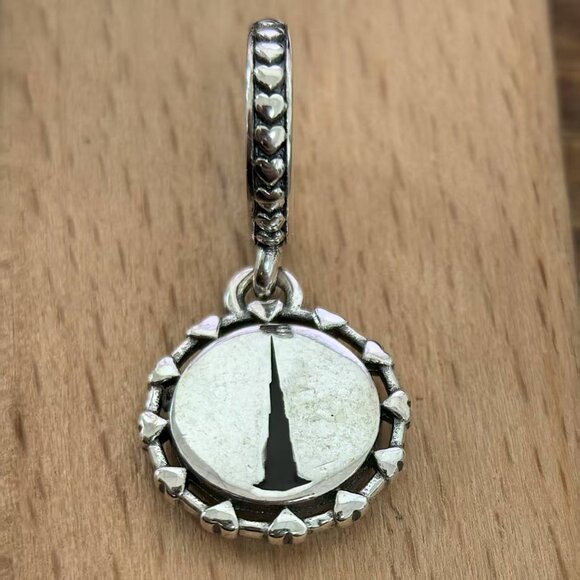 Pandora Burj Khalifa Dangle Charm Pendant, S925 Silver Bracelets - Picture 1 of 4